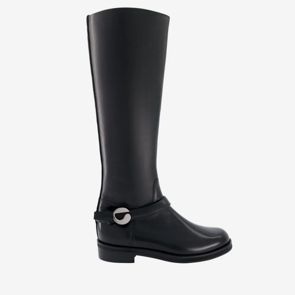Coperni Belt Cavalier Black Leather Knee High Boots Size US 6 / IT 36